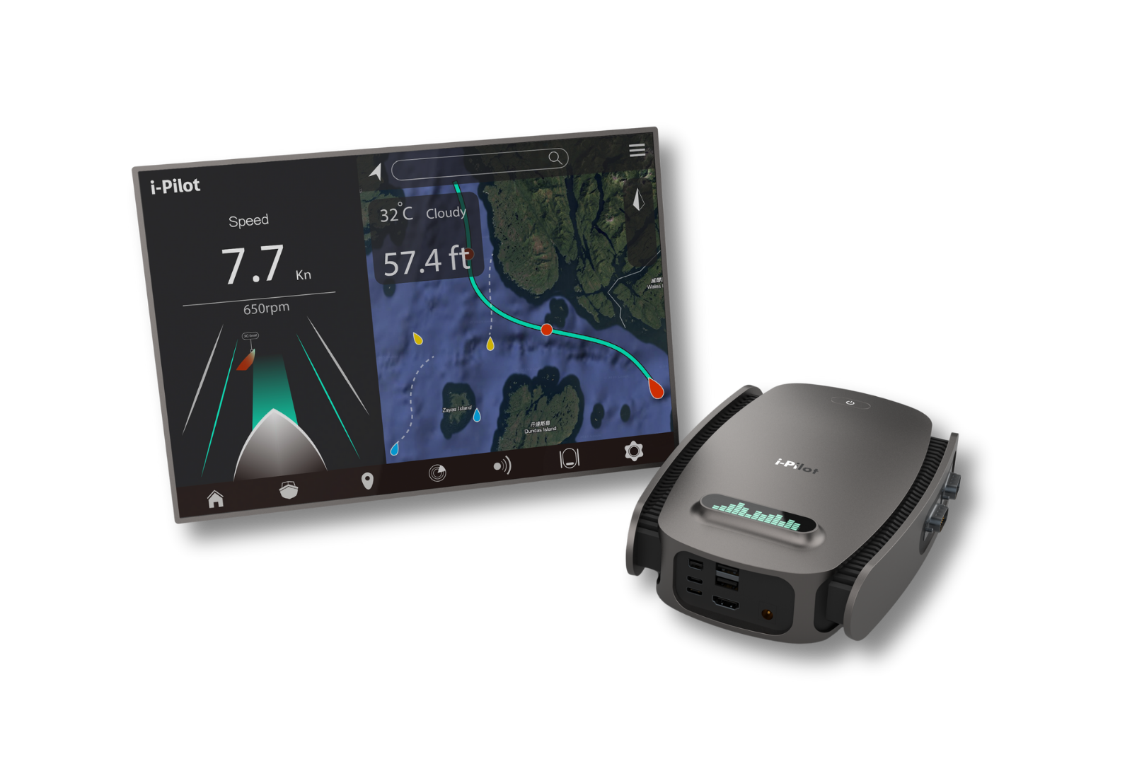 Advanced Sensor Integration Combines radar, sonar, infrared cameras, GPS, and AIS into a unified sensor fusion platform, delivering complete 360° situational data in real time. R AI Real-Time Deci